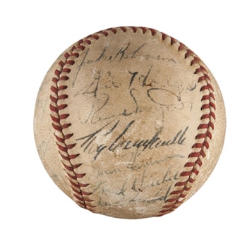 1950s Multi-Signed Baseball with Jackie Robinson, Roy Campanella and Dizzy Dean